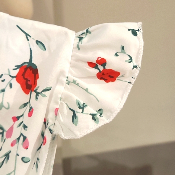 NEW GIRLS DRESS RUFFLE ON SLEEVELESS SLEEVE RED ROSE DRESS SIZE 2T - Picture 7 of 9